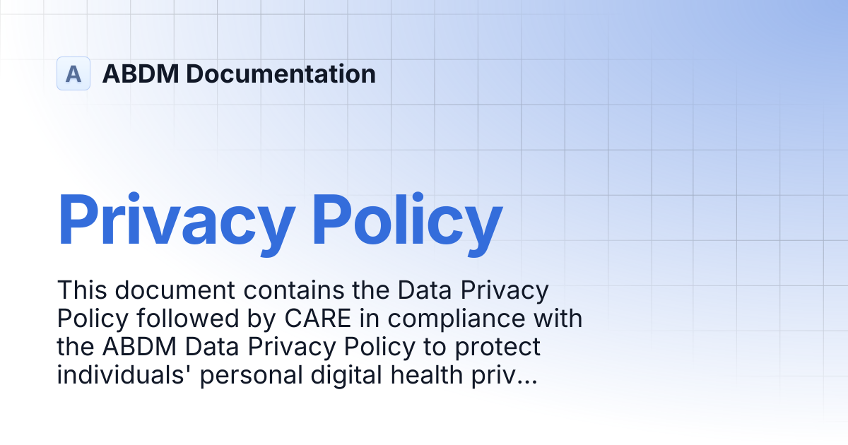 Privacy Policy | ABDM Documentation